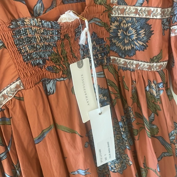 NWT Anthropologie Love the Label Mabel Puff Sleeve Floral Wanda Orange, Small - Picture 7 of 7